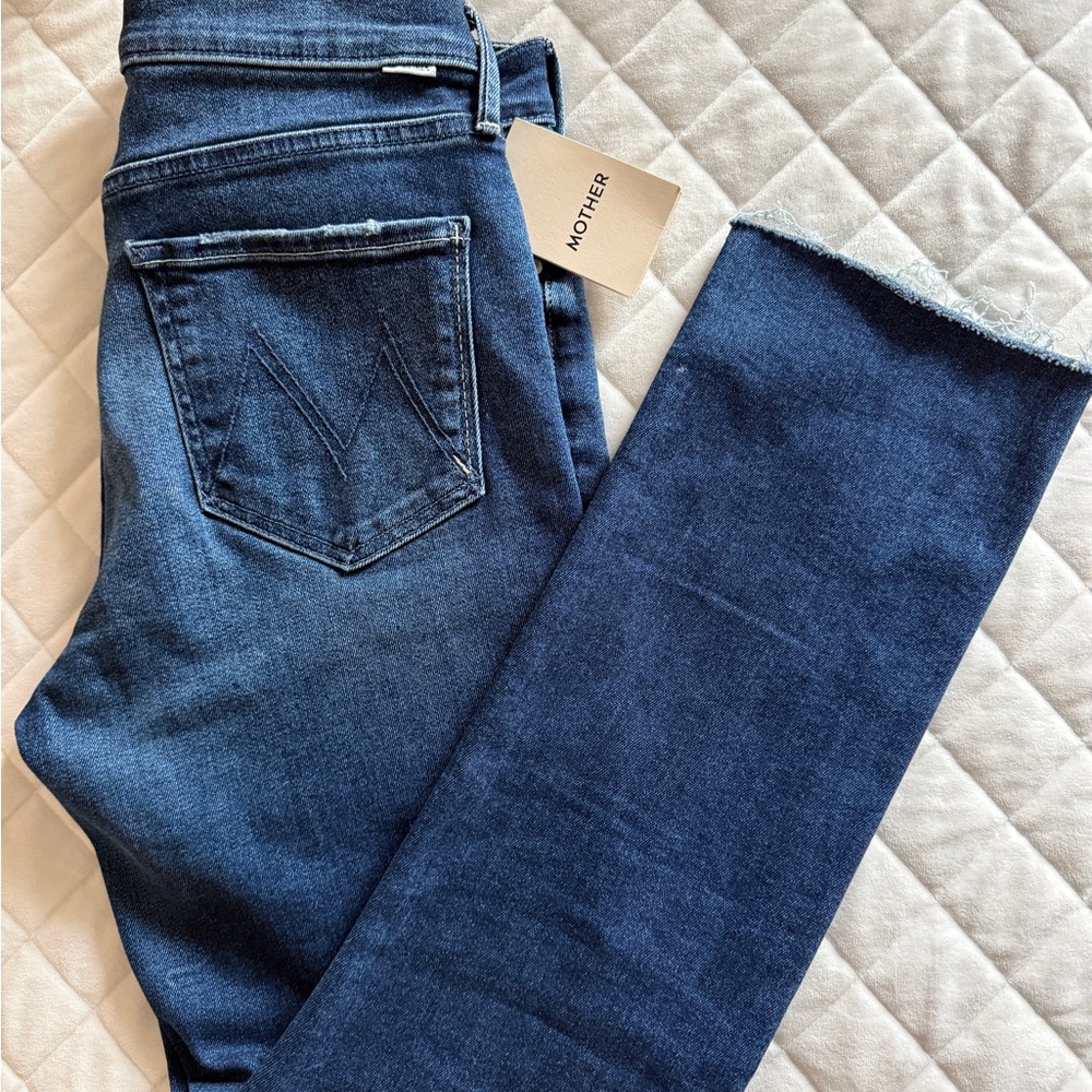 MOTHER Women's Dark Blue Straight Leg Jeans